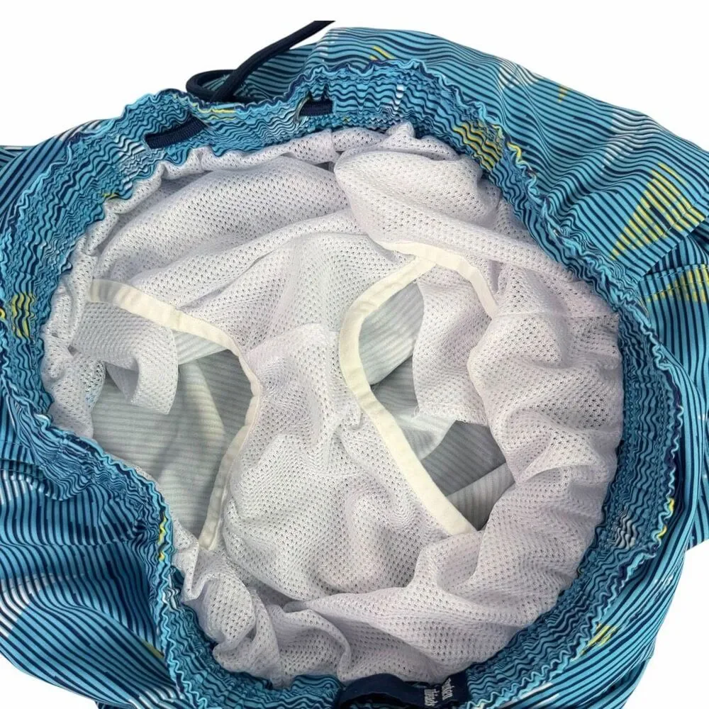 Broken Threads Blue Sailboat Stripe Swim Trunks Small